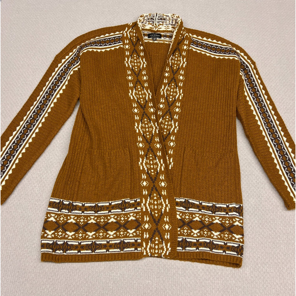 Lucky Brand Sweaters - Lucky Brand Cardigan Sweater Womens Large Brown Fair Isle Ski Southwest Knit